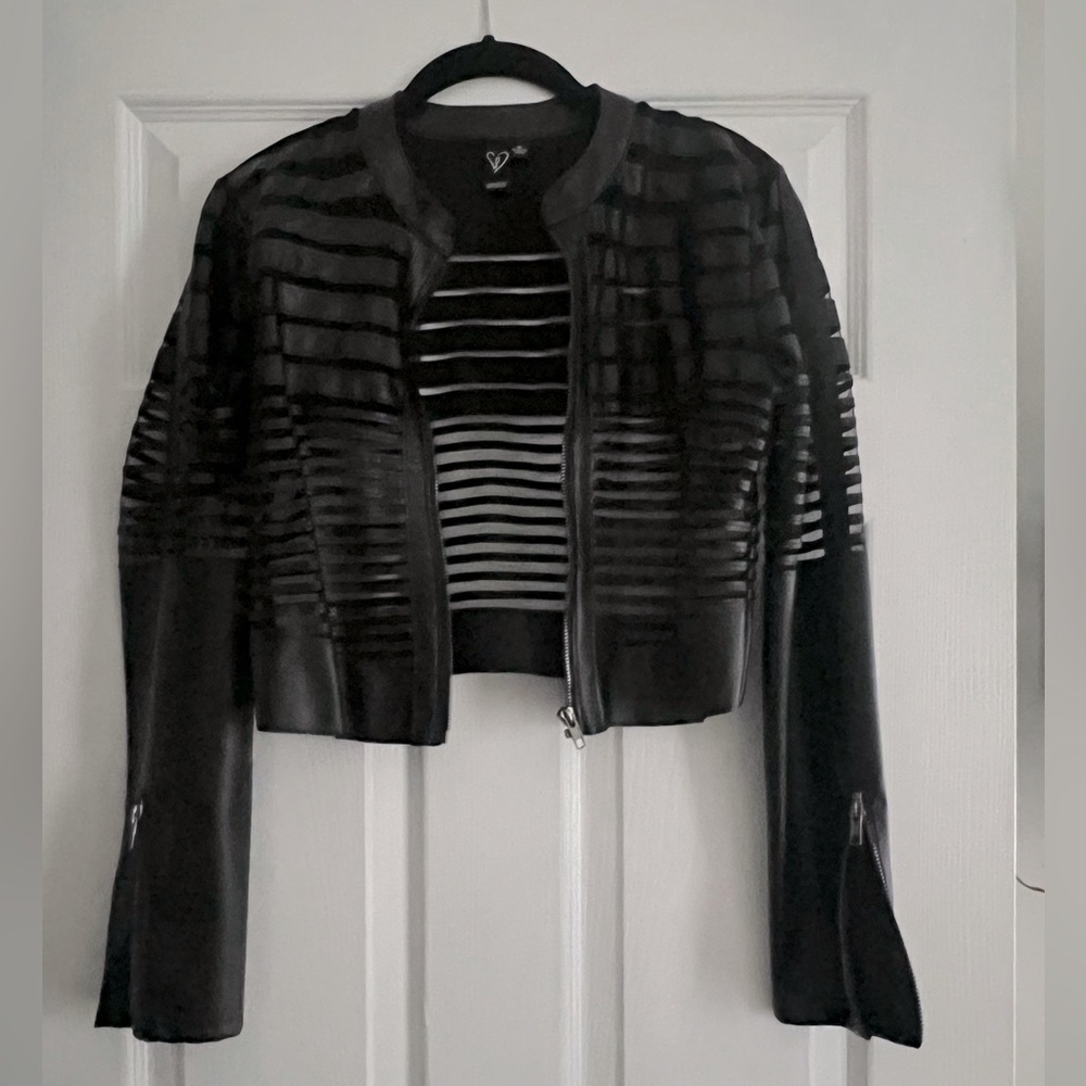 Leather and mesh jacket